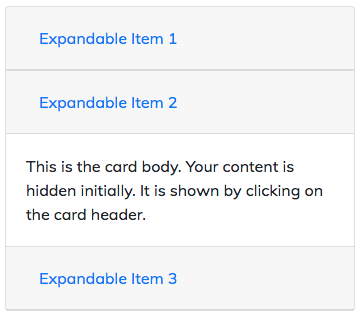 A basic accordion created with Bootstrap 4 cards