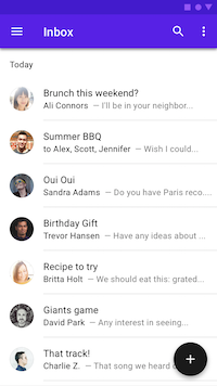 Inbox with FAB to create a draft email