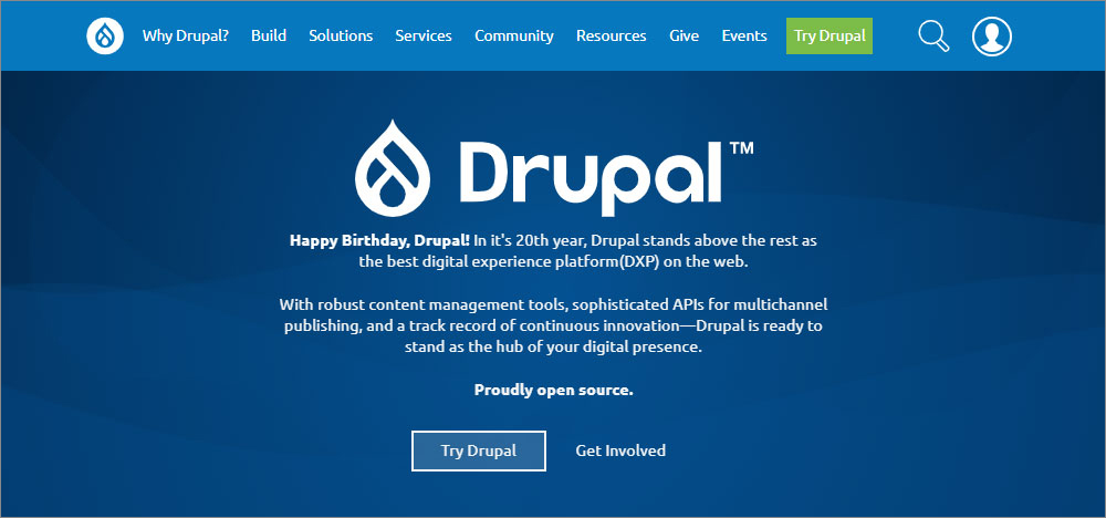 Drupal CMS homepage